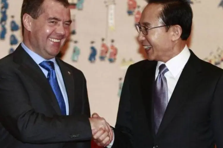Presidente Lee Myung-bak e Dmitry Medvedev, presidente russo (Getty Images)