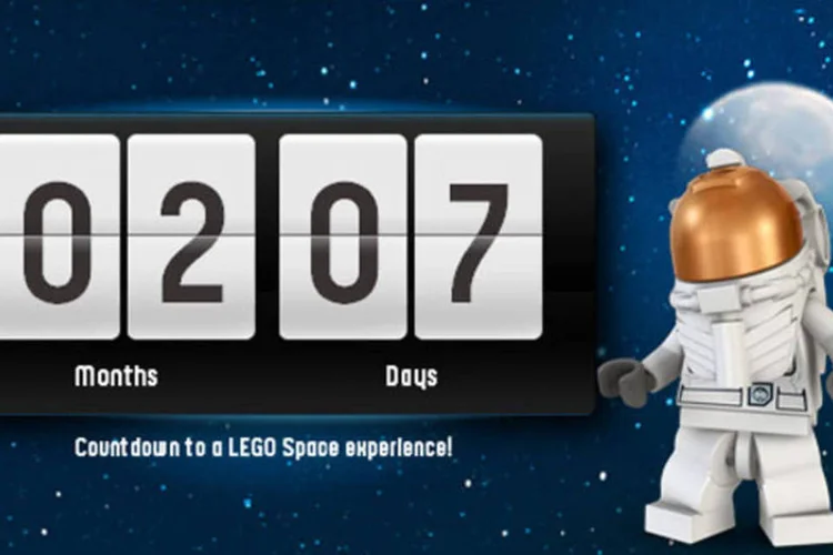 Contagem regressiva no site da Lego para o lançamento da linha feita em parceria com a NASA (Reprodução)