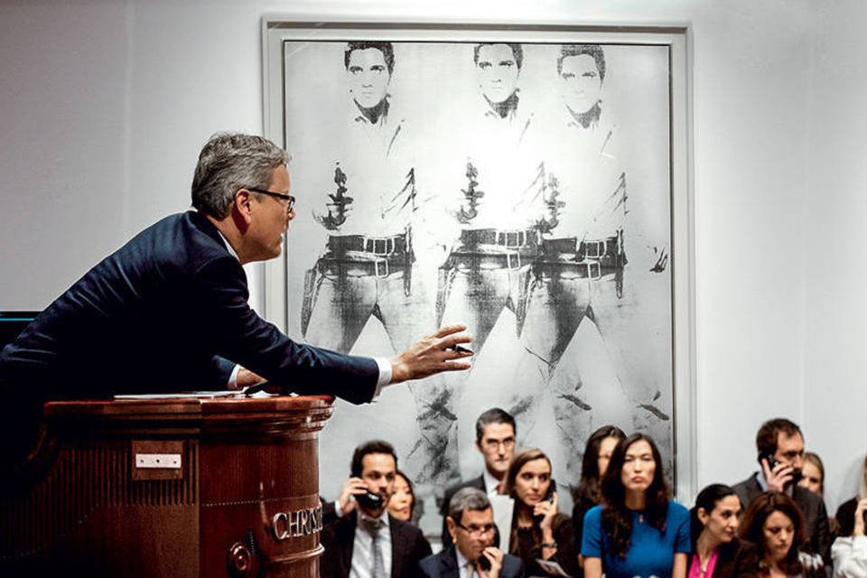 Leilão da Christie’s, em Nova York: a tela com Elvis Presley saiu por 82 milhões de dólares (Divulgação)