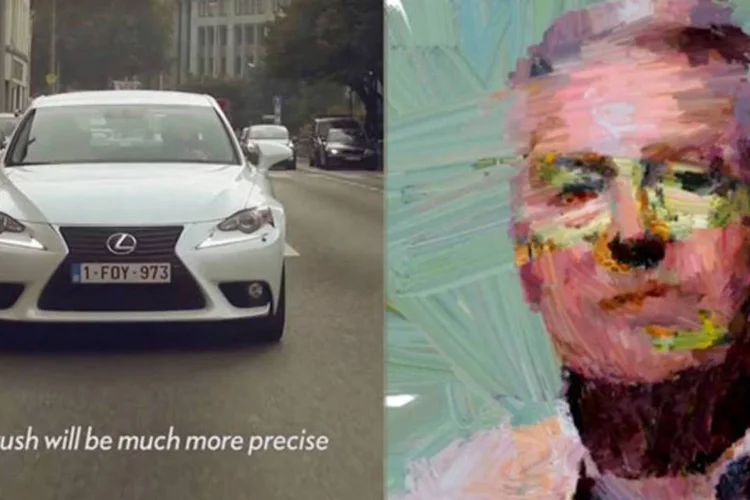Motorista desenhado por carro da Lexus: projeto cria, em tempo real, um retrato se baseando nos dados sobre sua aceleração, parada, velocidade e condução (Reprodução)