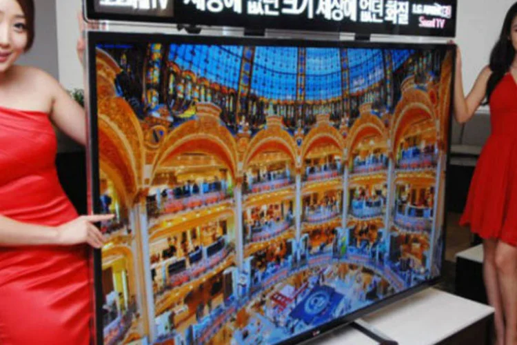 TV com 84 polegadas da LG: aparelho conta com resolução “Ultra HD” – também conhecido como 4K – tecnologia que sucede as telas Full HD (Divulgação)