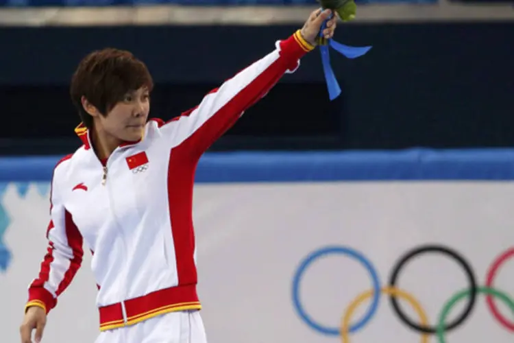 Chinesa Li Jianrou, medalhista olímpica: para vencer, Li anotou um tempo de 45s263, contra 51s250 da italiana e 54.207 da sul-coreana (David Gray/Reuters)
