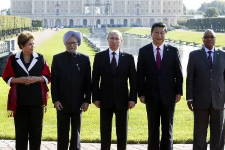 Líderes de Brasil, Índia, Rússia, China e África do Sul, que compõem o grupo BRICS (Sergei Karpukhin/AFP)