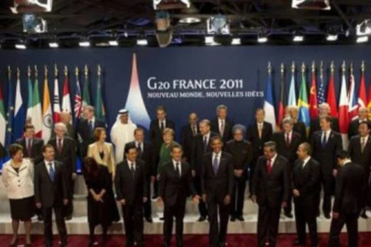 Líderes do G20 posam para foto: encontros começaram nesta quinta-feira (AFP / Jim Watson)