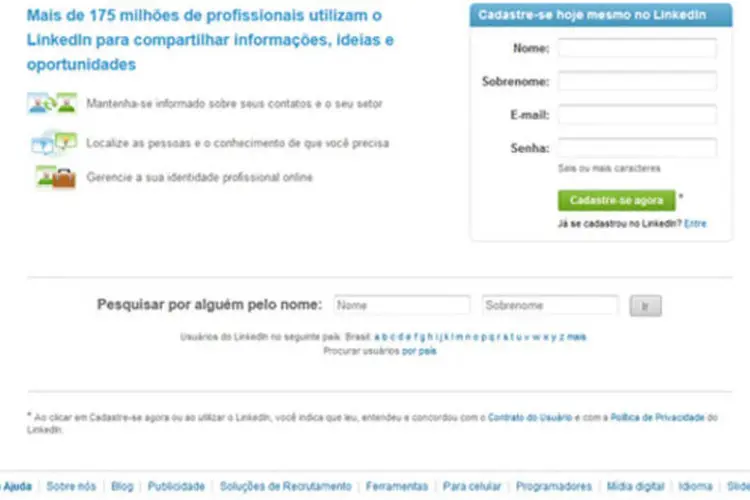 
	LinkedIn:&nbsp;Brasil conta com 11 milh&otilde;es de pessoas cadastradas na rede social
 (Reprodução)
