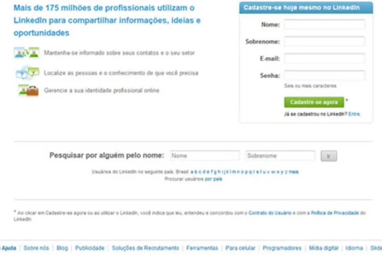 
	LinkedIn:&nbsp;Brasil conta com 11 milh&otilde;es de pessoas cadastradas na rede social
 (Reprodução)