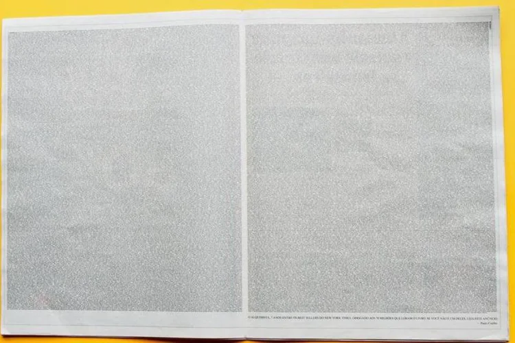 
	Loducca criou um an&uacute;ncio para o escritor contendo o livro &quot;O Alquimista&quot; inteiro em uma p&aacute;gina dupla de jornal
 (Reprodução/Facebook)