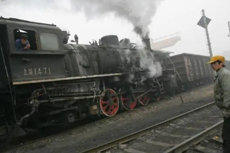 Locomotiva chinesa a vapor: último exemplar foi aposentado em Shenyang, nordeste do país (China Photos/Getty Images)