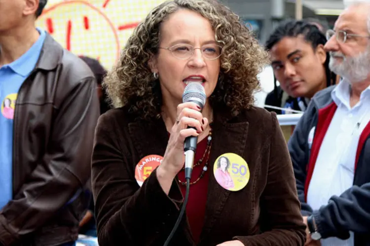 Candidata Luciana Genro, do PSOL, durante ato de campanha na Avenida Paulista (Divulgação/PSOL)