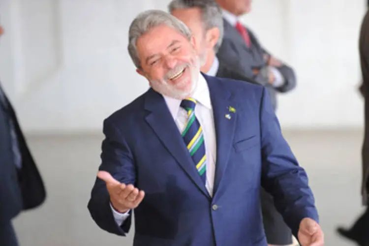 O presidente Lula durante encontro com o venezuelano Hugo Chávez, no Itamaraty (.)