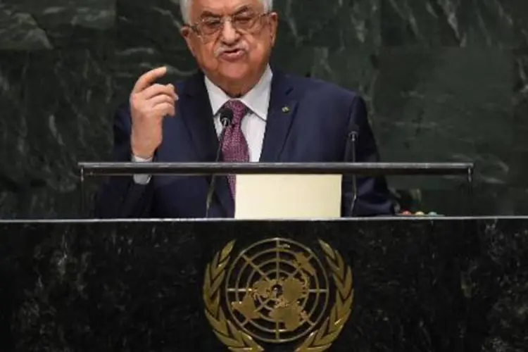 Mahmud Abbas discursa na Assembleia Geral da ONU (Timothy A. Clary/AFP)