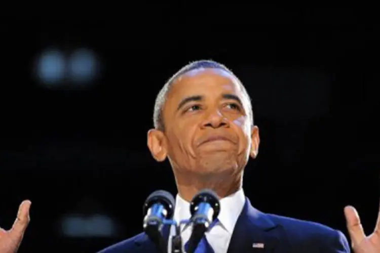 
	Barack Obama fala com simpatizantes na noite da elei&ccedil;&atilde;o: norte-americanos preferiram conservar o &quot;status quo&quot; de um governo dividido em Washington
 (©AFP / Jewel Samad)