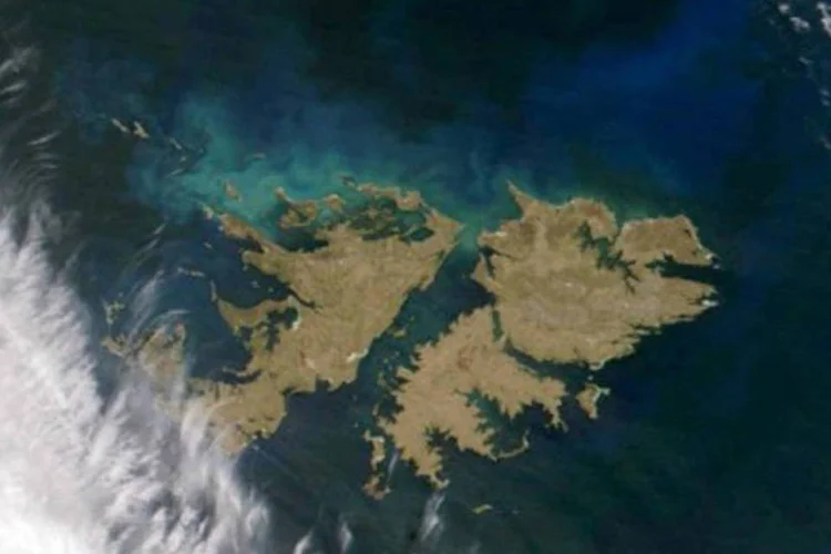 Visão aérea das Ilhas Falkland, como são chamadas as Malvinas pelo Reino Unido (.)