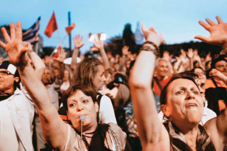 Manifestação na Grécia: saudades da farra pós-euro (Milos Bicanski/Getty Images)