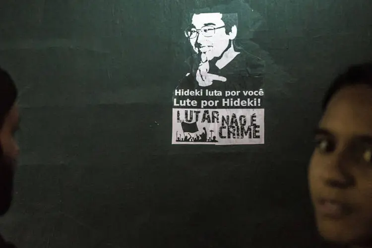 Intervenção urbana pede pela libertação de Fabio Hideki, um dos manifestantes presos em São Paulo (Midia NINJA/Creative Commons)