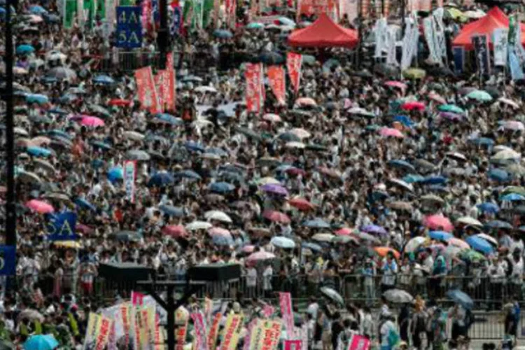 Protesto: governo classificou ato de ilegal e nulo, apesar da enorme adesão (AFP/Philippe Lopez)