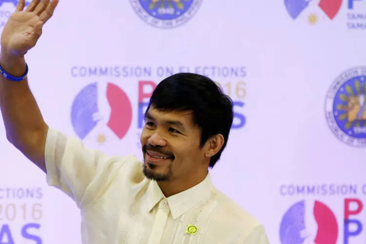 
	Manny Pacquiao: mais de 500 delinquentes morreram nas Filipinas desde que Duterte ganhou a corrida presidencial
 (Erik De Castro / Reuters)