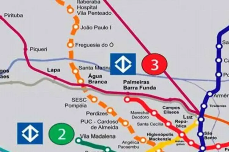 Mapa com a Linha 6- Laranja: obra ainda não saiu do papel (Governo do Estado de SP/Divulgação)