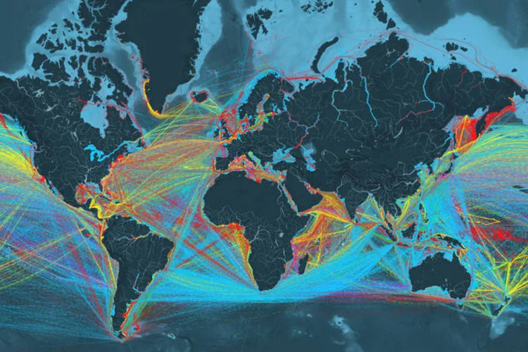 Mapa do comércio internacional (Divulgação/Kiln Digital)
