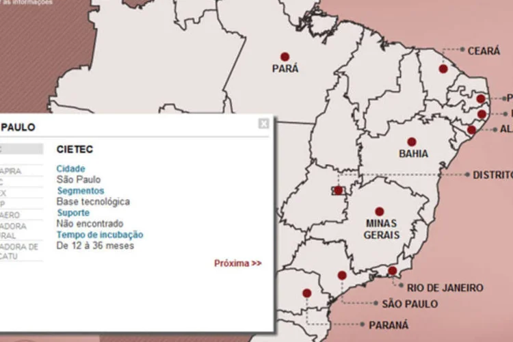 Infográfico- Mapa das incubadoras