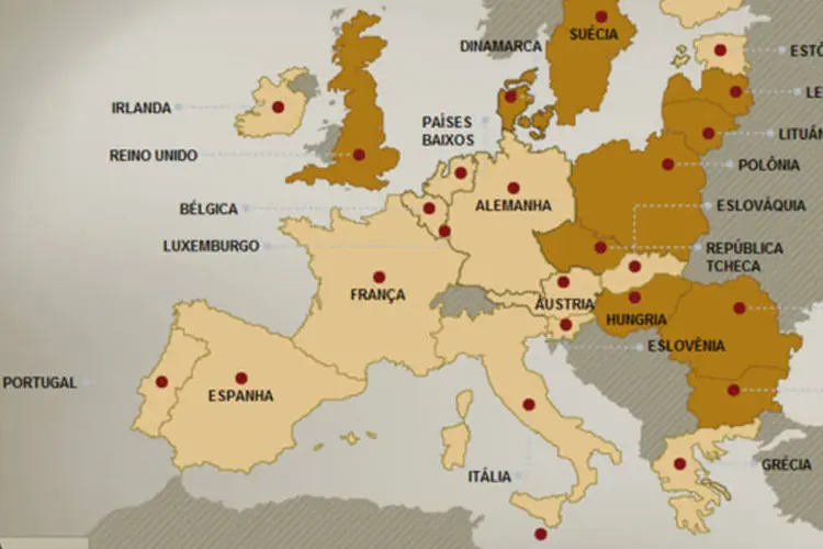 Mapa paises euro, infografico