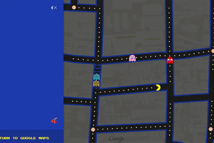 Pac-Man no Google Maps: brincadeira do Google permite que usuário jogue clássico game no Maps (Reprodução de EXAME.com)