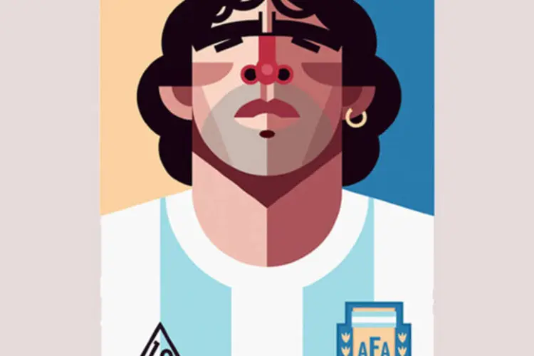Diego Maradona na arte de Daniel Nyari (Reprodução)