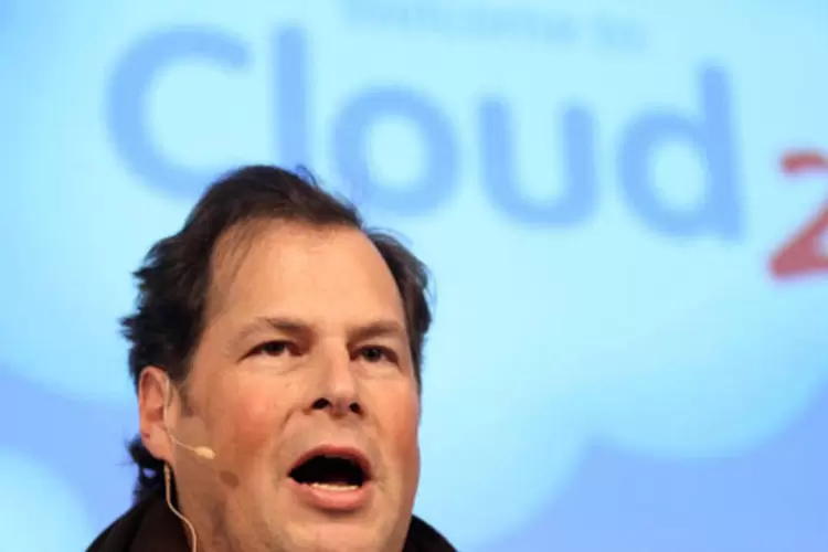 A Salesforce, liderada por Marc Benioff, compete com a Oracle em computação em nuvem (Getty Images)