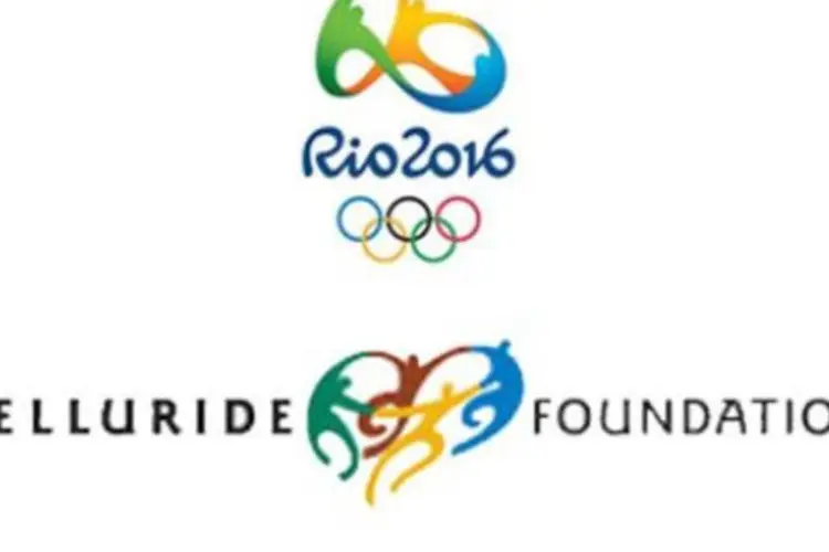 Acima, o logo Rio 2016, apresentado em Copacabana. Abaixo, a marca da Telluride Foundation (Reprodução)