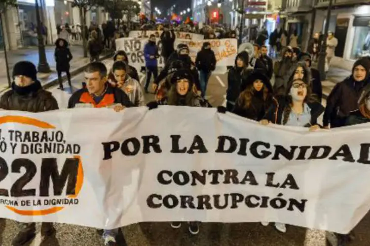 Marcha contra a corrupção na Espanha: OCDE se baseou em informações reunidas de 427 casos (Cesar Manso/AFP)