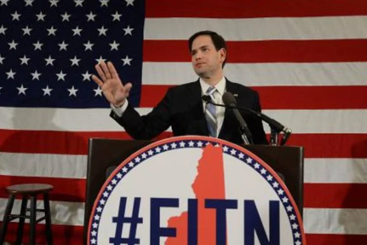 Senador Marco Rubio discursa em 17 de abril de 2015 em Nashua, New Hampshire (Darren Mccollester/AFP)