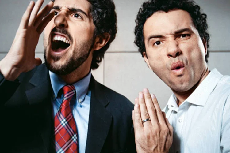 Marcos Mion e Marco Luque: suas piadas atraem milhares de seguidores no Twitter e ajudam a divulgar grandes marcas (Daniela Toviansky/EXAME.com)