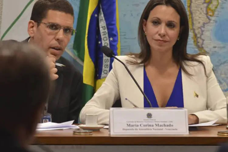 
	Maria Corina Machado participa de audi&ecirc;ncia na Comiss&atilde;o de Rela&ccedil;&otilde;es Exteriores do Senado
 (José Cruz/Agência Brasil)