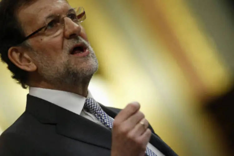 
	Rajoy tamb&eacute;m falou sobre a necessidade dos l&iacute;deres da zona do euro de abordarem a quest&atilde;o do alto grau de desemprego entre os jovens da regi&atilde;o na pr&oacute;xima reuni&atilde;o do Conselho Europeu
 (REUTERS/Sergio Perez)