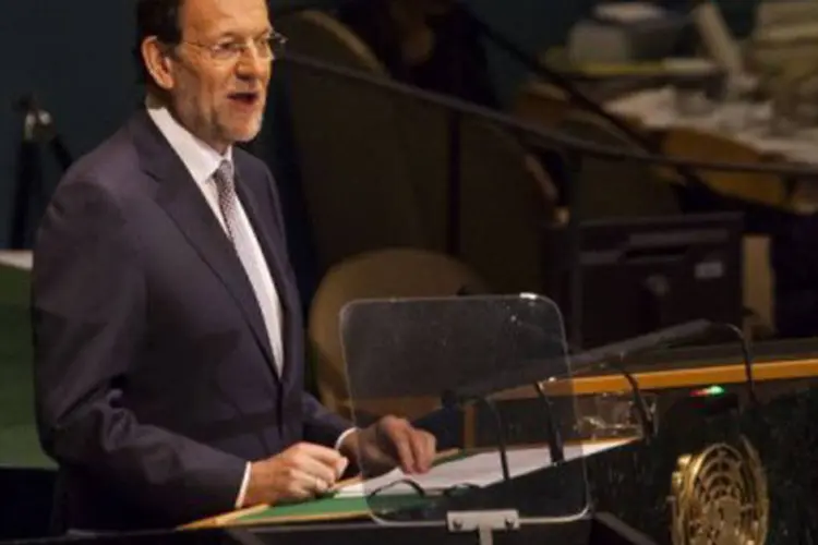 Mariano Rajoy na 67ª Assembleia Geral da ONU: o balanço dos enfrentamentos deixou um saldo de 64 feridos e 35 detidos, algo atípico nas manifestações da Espanha (©AFP/Getty Images / Michael Nagle)