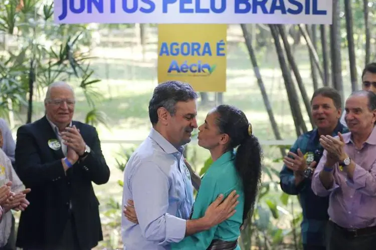 Marina Silva e Aécio Neves: "este é o momento mais importante da minha campanha", disse Aécio (Paulo Whitaker/Reuters)