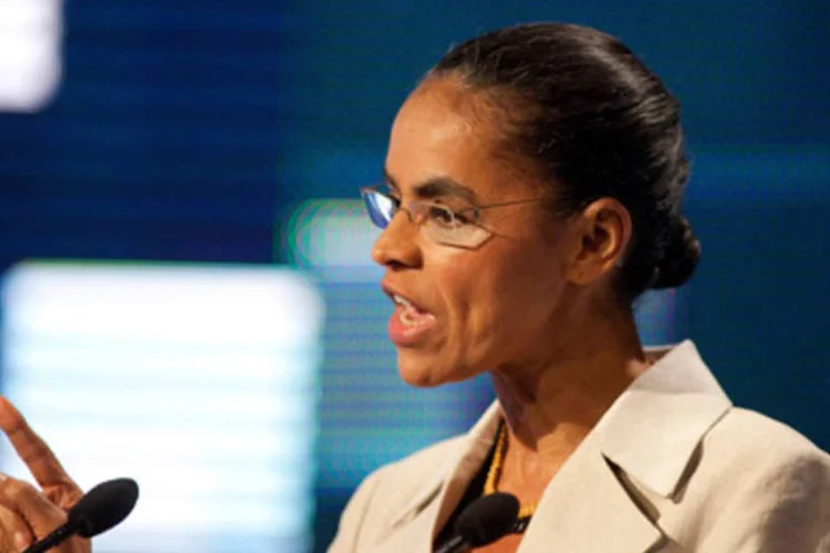 A candidata do PV à Presidência, Marina Silva, durante um dos debates de eleitoráveis na TV (Claudio Gatti/Veja)