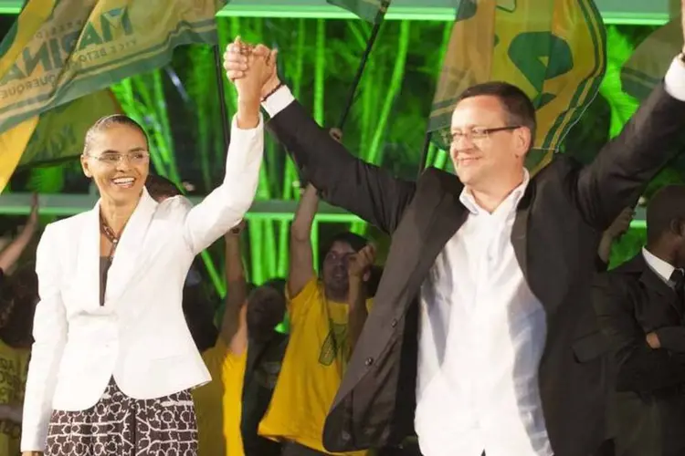 Marina Silva e Beto Albuquerque durante entrevista coletiva após apuração dos votos em São Paulo (Vagner Campos/MSILVA Online)