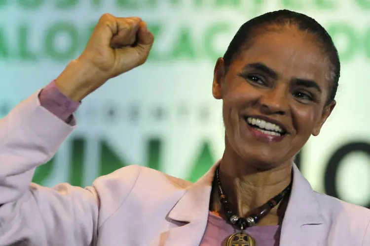 Candidata Marina Silva (PSB) durante discurso em comício eleitoral em São Paulo (Paulo Whitaker/Reuters)