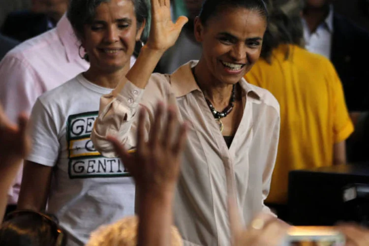 Marina Silva discursa durante encontro com profissionais da indústria criativa, em São Paulo (Paulo Whitaker/Reuters)