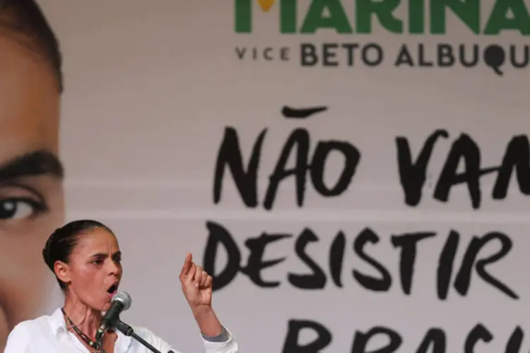 Marina Silva discursa durante o seu programa de governo, em São Paulo (Paulo Whitaker/Reuters)
