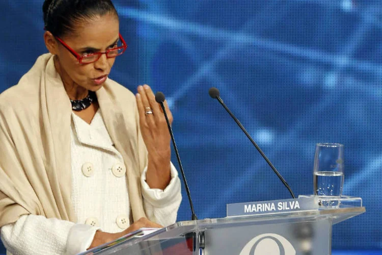 Marina Silva (PSB) no debate da Band (REUTERS/Paulo Whitaker)