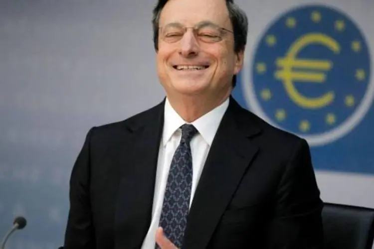 
	Mario Draghi, presidente do BCE, em uma confer&ecirc;ncia em Frankfurt
 (Alex Domanski/Reuters)