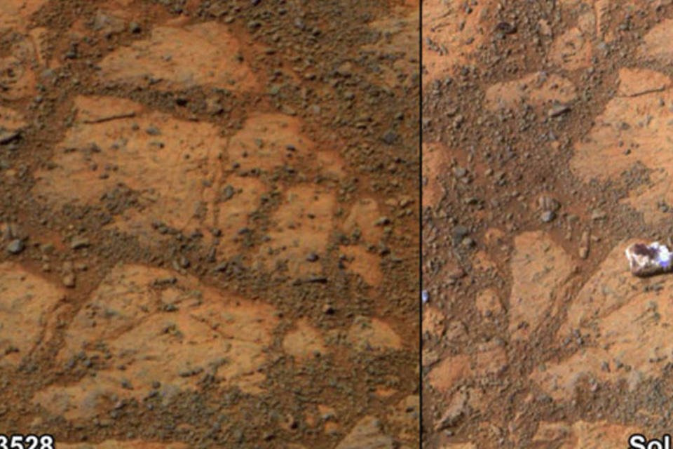 Foto tirada em Marte mostra pedra branca misteriosa