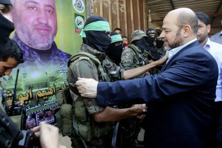
	Marzou: l&iacute;der do Hamas pareceu otimista ao descrever o novo acordo em Gaza
 (Ibraheem Abu Mustafa/Reuters)