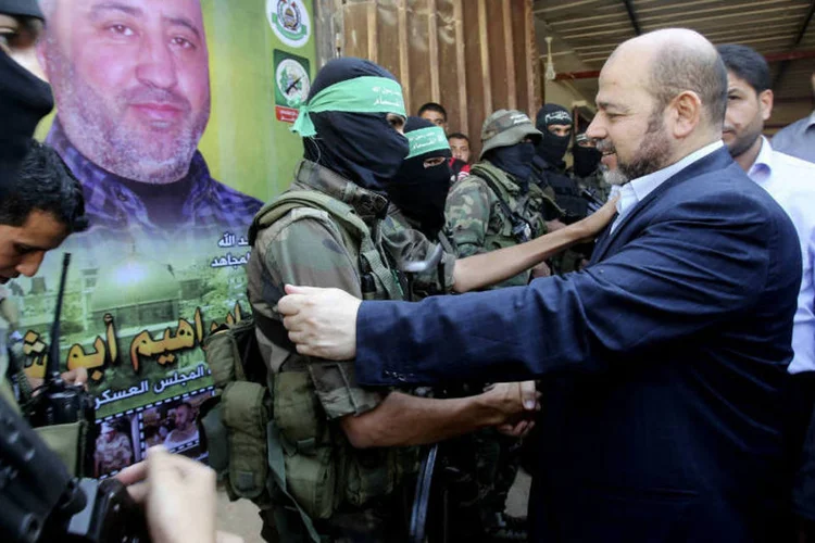 
	Marzou: l&iacute;der do Hamas pareceu otimista ao descrever o novo acordo em Gaza
 (Ibraheem Abu Mustafa/Reuters)