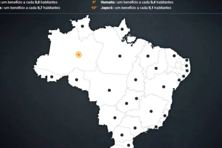 Infográfico: cidades menos afetadas pelo Bolsa Família (Beatriz Blanco / EXAME.com)