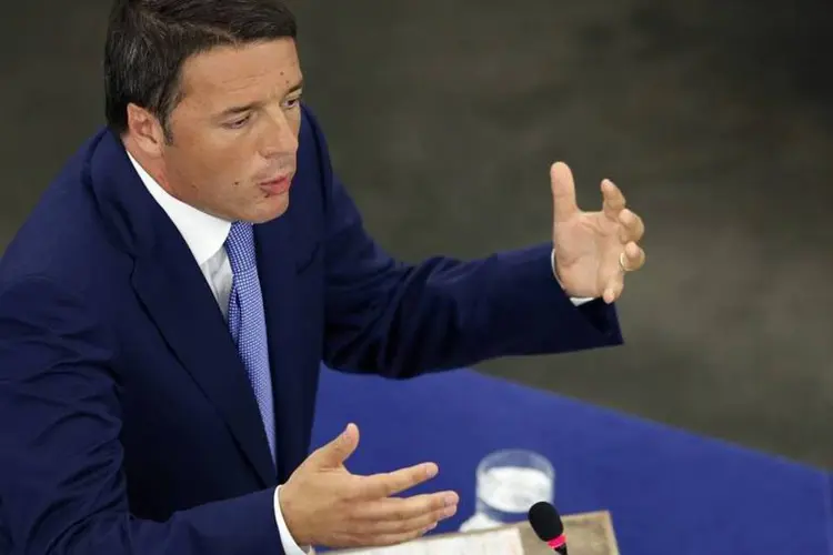 
	Primeiro-minsitro da It&aacute;lia, Matteo Renzi, durante um discurso no Parlamento Europeu
 (Vincent Kessler/Reuters)