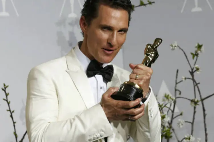 Matthew McConaughey com seu prêmio Oscar de melhor ator por Clube de Compras Dallas: foi a primeira indicação de McConaughey (Mario Anzuoni/Reuters)