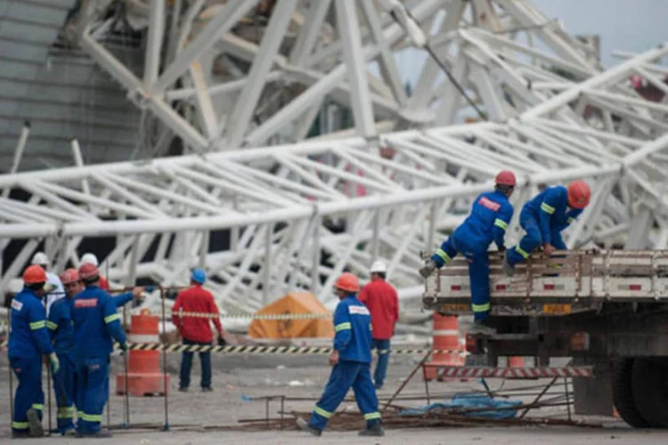 
	Obra do Itaquer&atilde;o: a morte do oper&aacute;rio que trabalhava na instala&ccedil;&atilde;o das arquibancadas provis&oacute;rias foi a terceira que ocorreu durante a realiza&ccedil;&atilde;o das obras do est&aacute;dio
 (Marcelo Camargo/ABr)